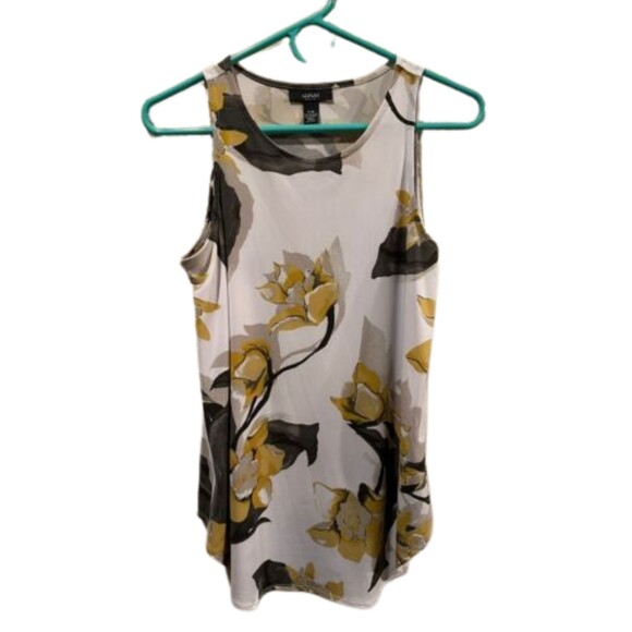 Premise Studio Off White, Dark Grey And Gold Floral Sleeveless Tunic Size 1X - Picture 1 of 6